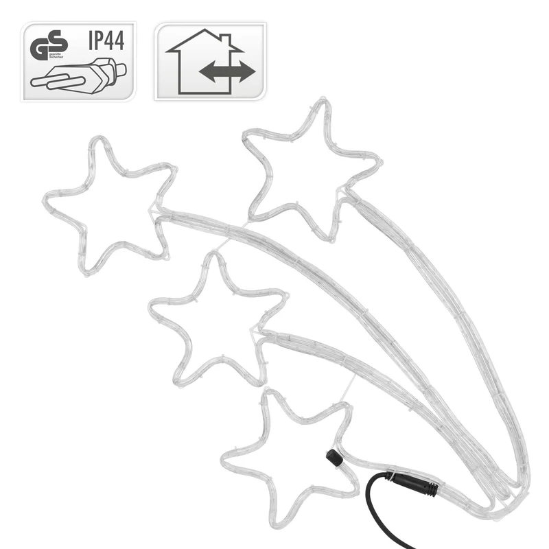 LED Weihnachtsbeleuchtung Sternschnuppe 4er Set mit 216 LED Birnen Warmweiß 230V