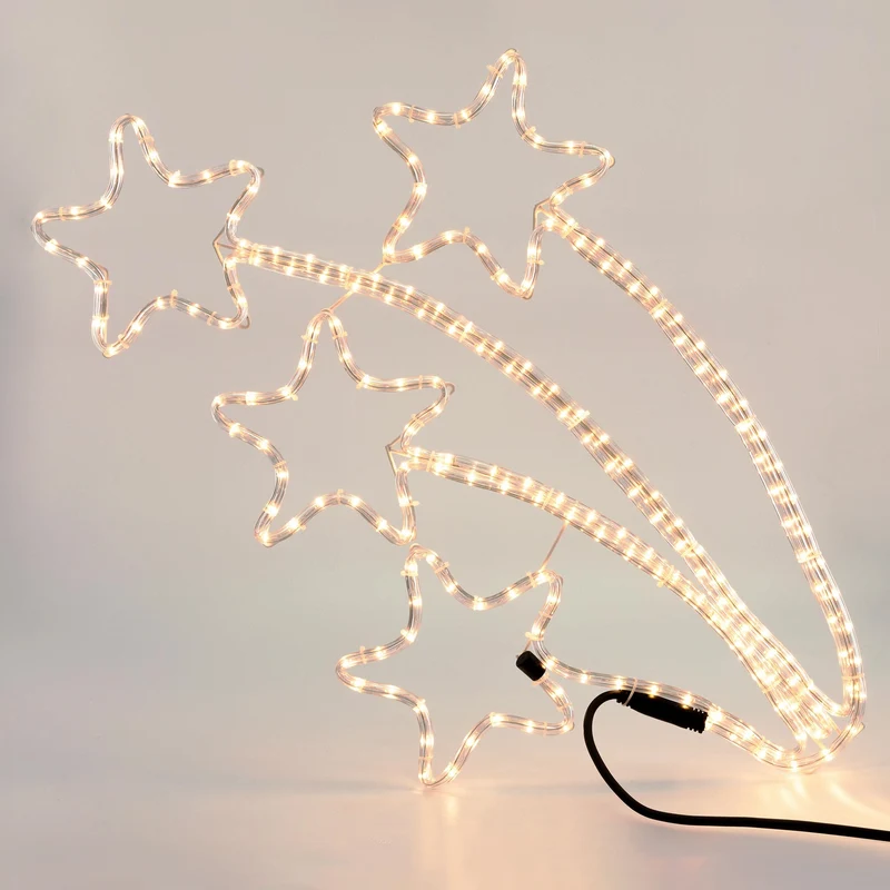 LED Weihnachtsbeleuchtung Sternschnuppe 4er Set mit 216 LED Birnen Warmweiß 230V