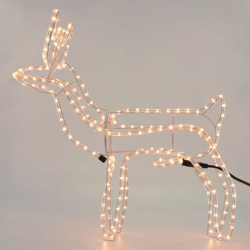 LED Rentier mit 216 LED Birnen, Warmweiß, 68x61 cm, aus PVC