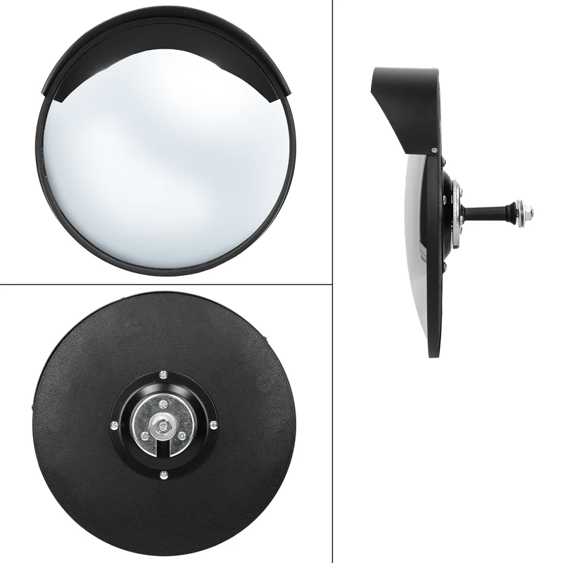 Verkehrsspiegel Schwarz Ø 30 cm mit Halterung