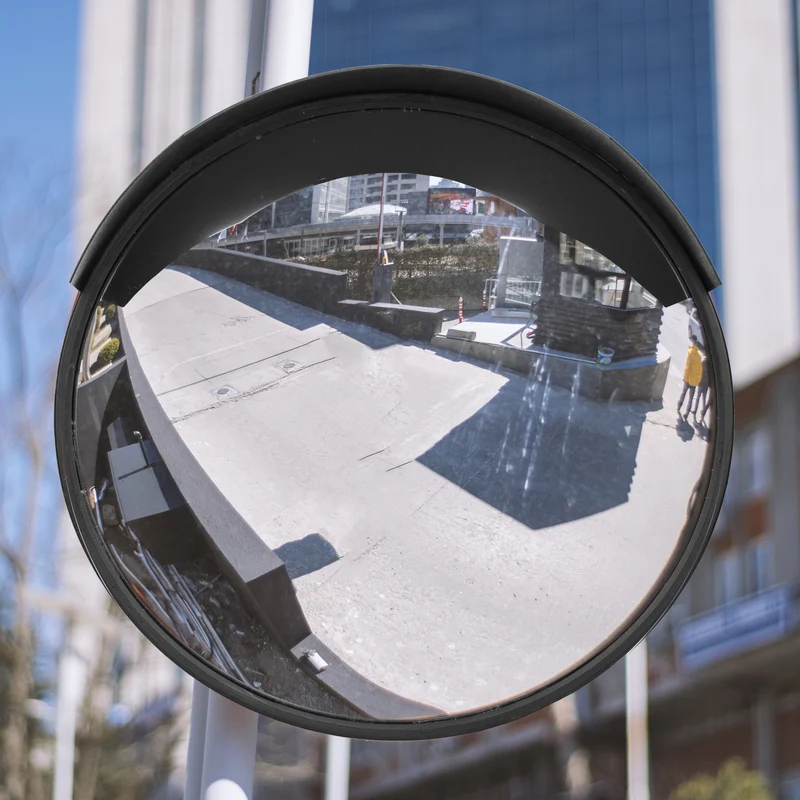 Verkehrsspiegel Schwarz Ø 30 cm mit Halterung