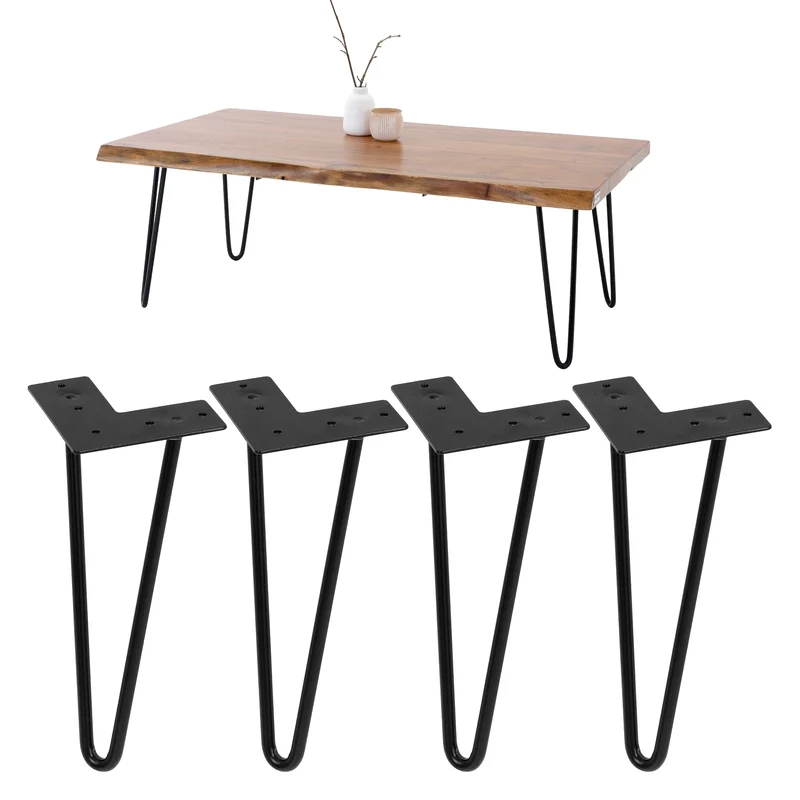 Tischbeine Tischgestell 4er Set V-Design schmal 20,5 x 12 cm Schwarz aus Metall ML-Design