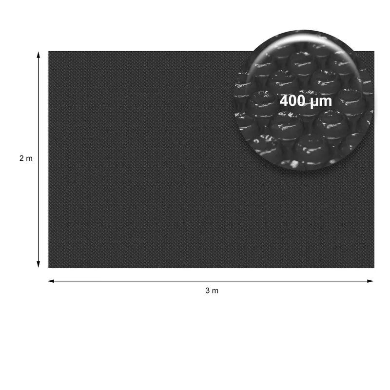 Pool Solarfolie Eckig 3x2 m 400µm Schwarz aus PE-Folie mit Luftkammern