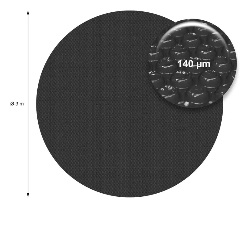 Pool Solarfolie Rund Ø 3 m 140µm Schwarz aus PE-Folie mit Luftkammern