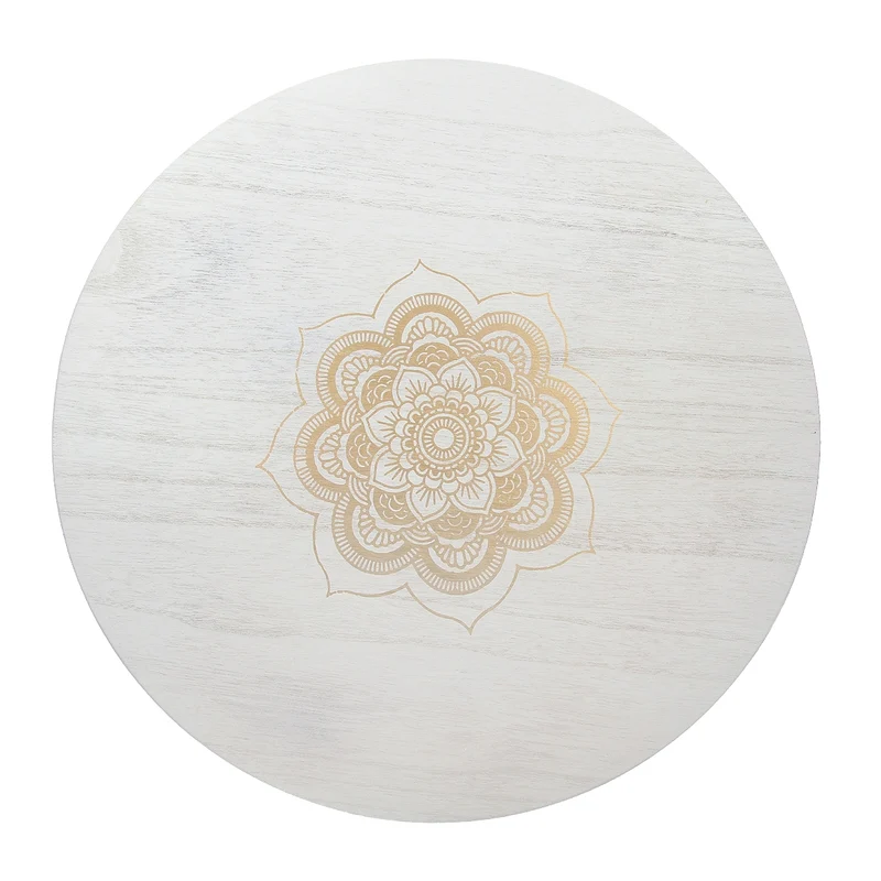 Beistelltisch Ø 49 cm Weiß/Natur aus Kiefernholz und MDF