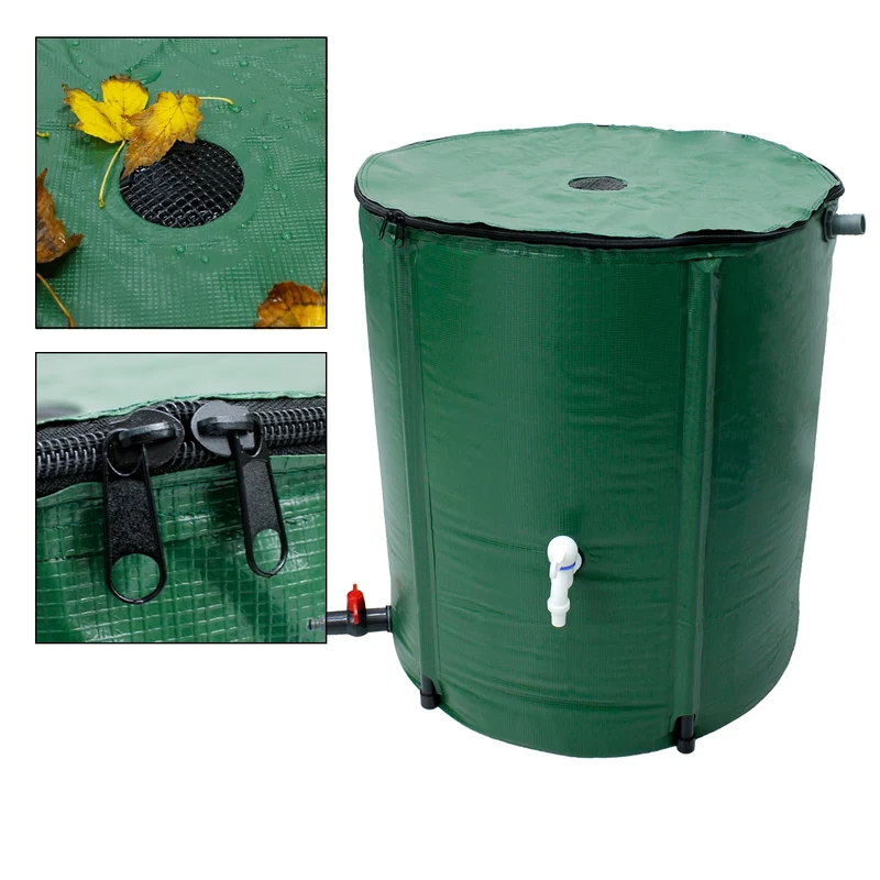 Regentonne faltbar Grün Ø 60x70 cm aus 500D PVC