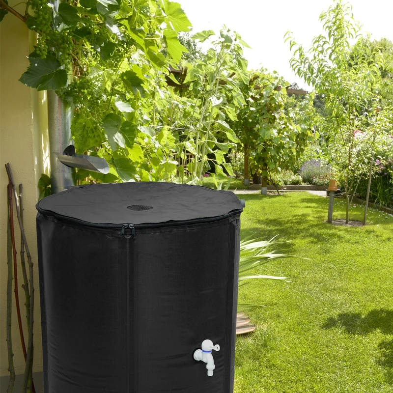 Regentonne faltbar Schwarz Ø 60x70 cm aus 500D PVC