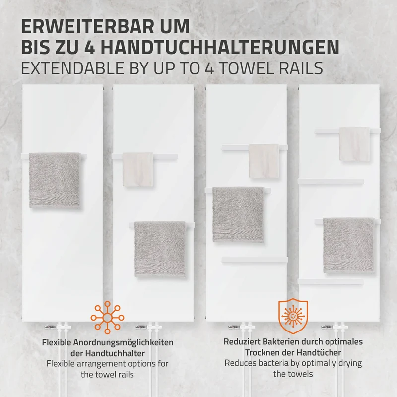 Badheizkörper 1600x604 mm Weiß mit Wand Anschlussgarnitur ML-Design