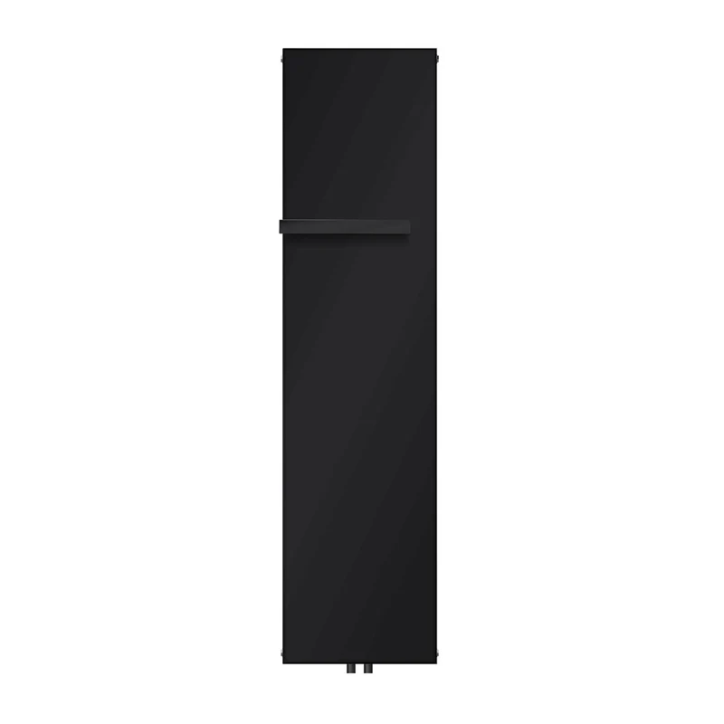 Badheizkörper flach Einlagig 1800x452 mm Schwarz matt mit Mittelanschluss inkl. 1x Handtuchhalter LuxeBath
