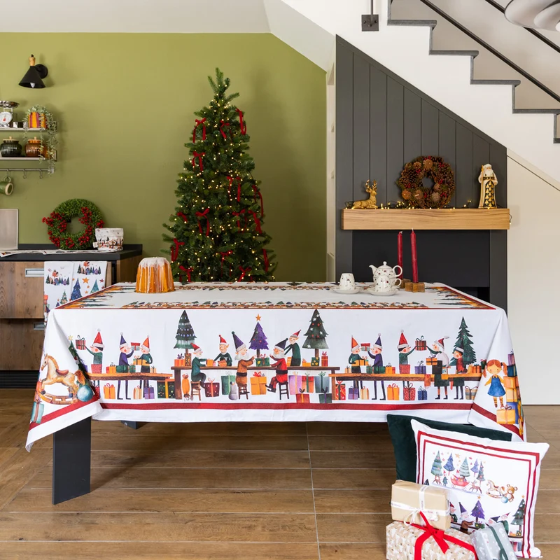 Tovaglia in Puro Cotone Fantasia Natalizia - Christmas Factory
