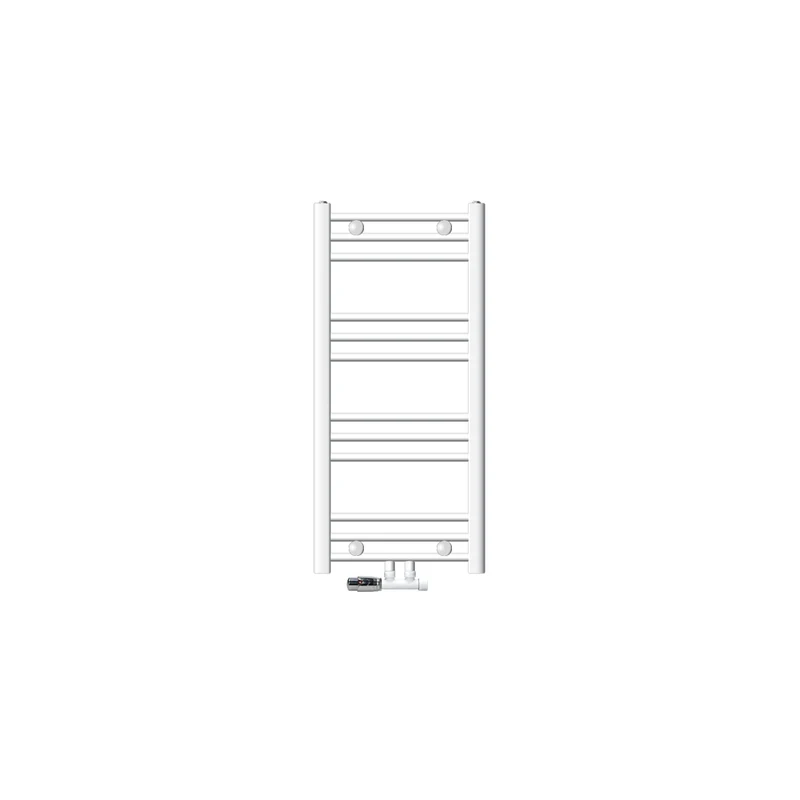Badheizkörper Mittelanschluss 400x800 mm Weiß gerade mit Wand Anschlussgarnitur LuxeBath