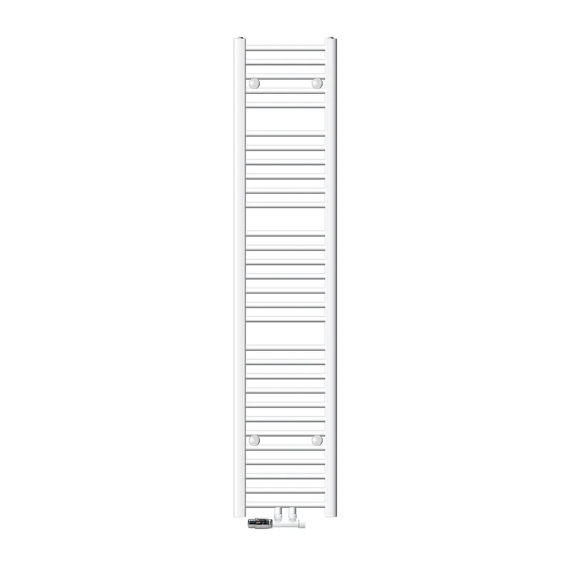 Badheizkörper Mittelanschluss 300x1800 mm Weiß gerade mit Wand Anschlussgarnitur LuxeBath