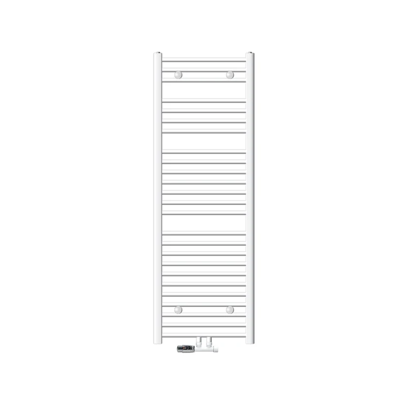 Badheizkörper Mittelanschluss 500x1500 mm Weiß gerade mit Wand Anschlussgarnitur LuxeBath