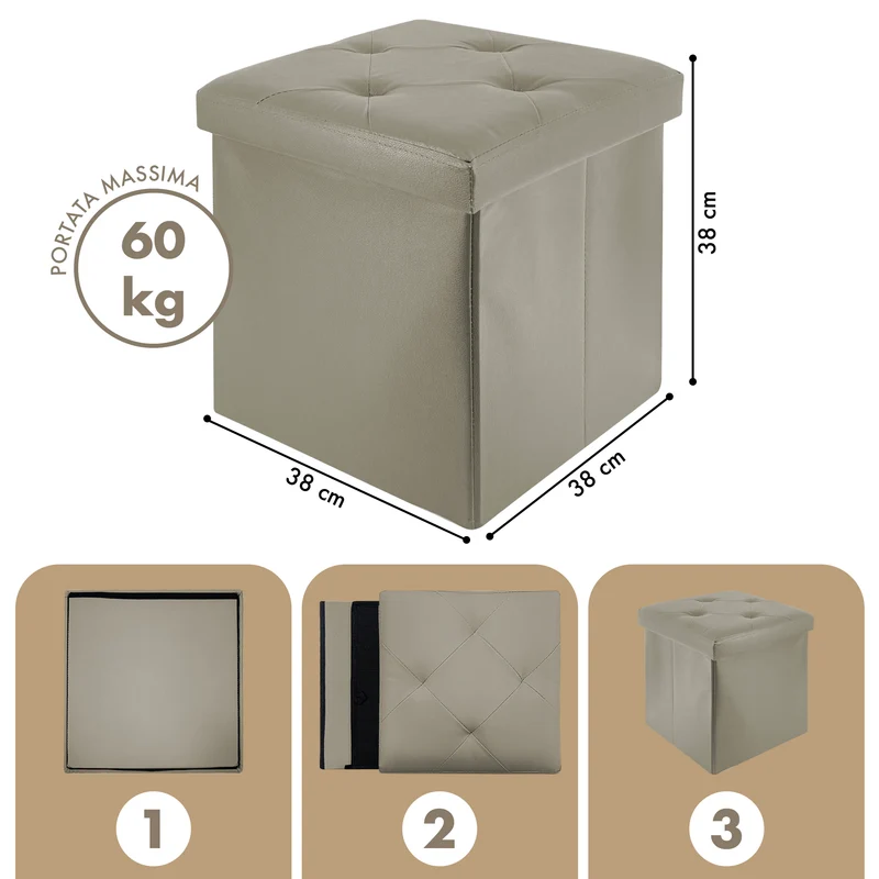 Pouf Poggiapiedi In Ecopelle 2 In 1 Il Gruppone