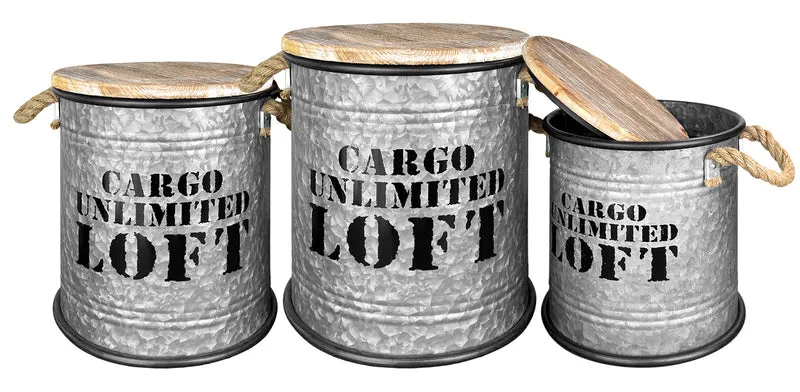 Set 3 Pouf Contenitori Acciaio Salotto Il Gruppone