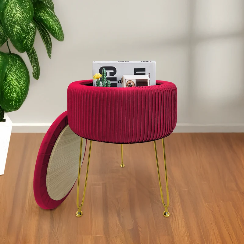 Pouf Velluto Contenitore | Gambe Oro Il Gruppone