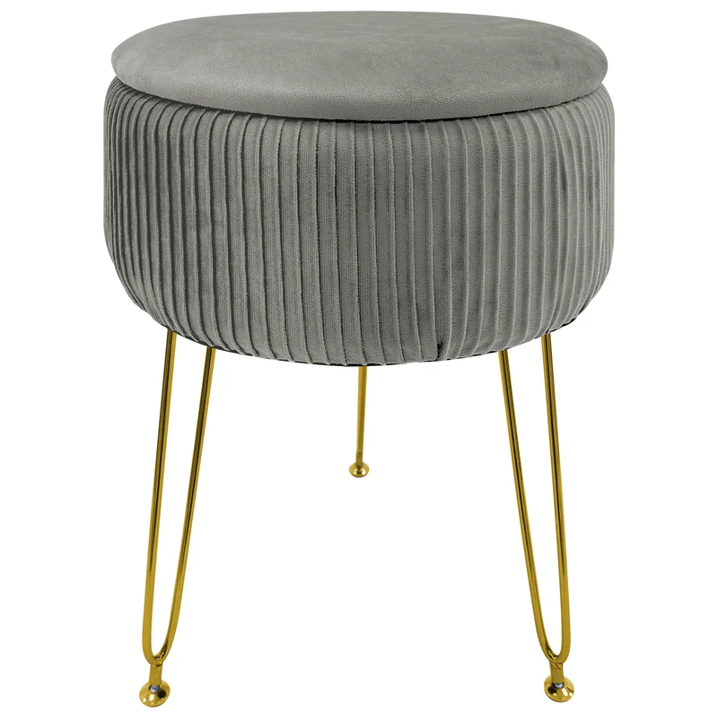 Pouf Velluto Contenitore | Gambe Oro Il Gruppone