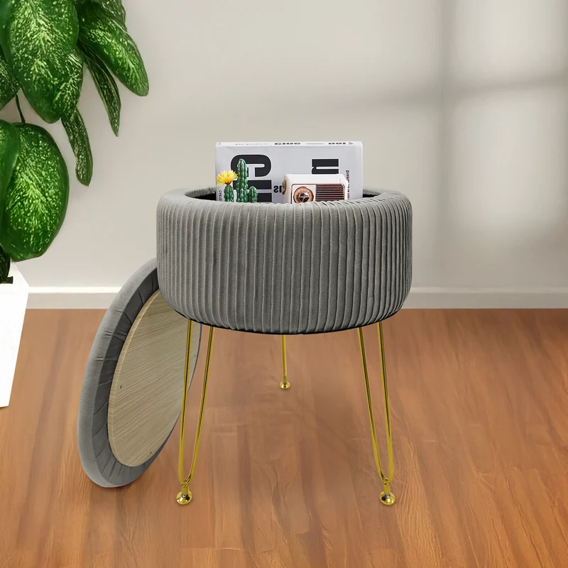 Pouf Velluto Contenitore | Gambe Oro Il Gruppone