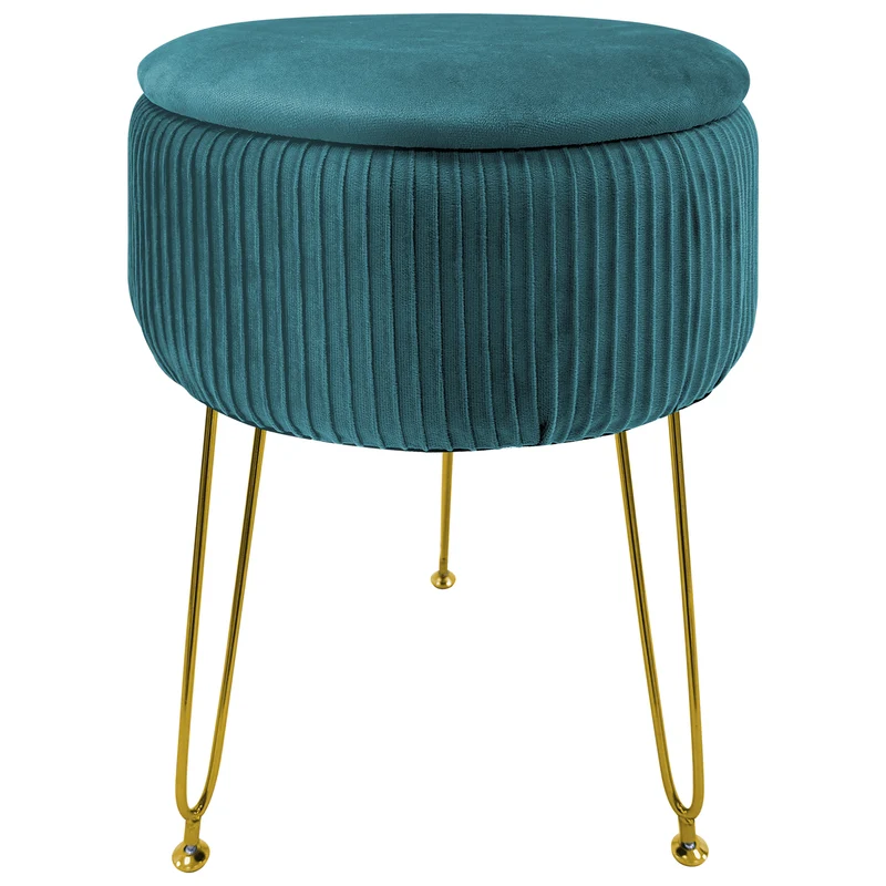 Pouf Velluto Contenitore | Gambe Oro Il Gruppone