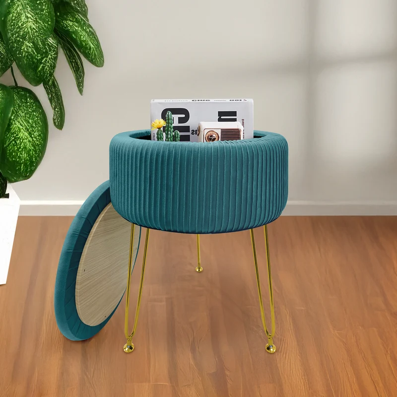 Pouf Velluto Contenitore | Gambe Oro Il Gruppone
