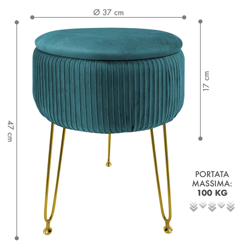 Pouf Velluto Contenitore | Gambe Oro Il Gruppone