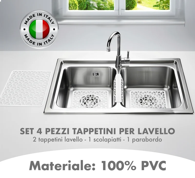 Set 4 Pezzi Tappetini Per Lavello Antigoccia Flessibile In Pvc Prodotto Italiano Il Gruppone
