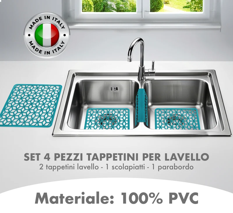 Set 4 Pezzi Tappetini Per Lavello Antigoccia Flessibile In Pvc Prodotto Italiano Il Gruppone