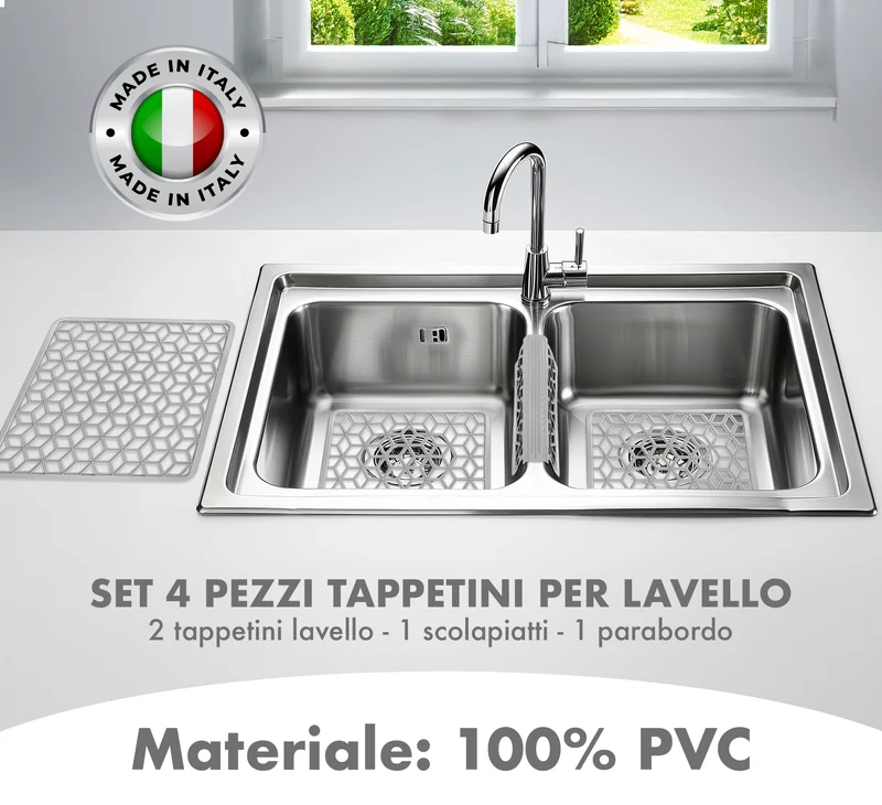 Set 4 Pezzi Tappetini Per Lavello Antigoccia Flessibile In Pvc Prodotto Italiano Il Gruppone