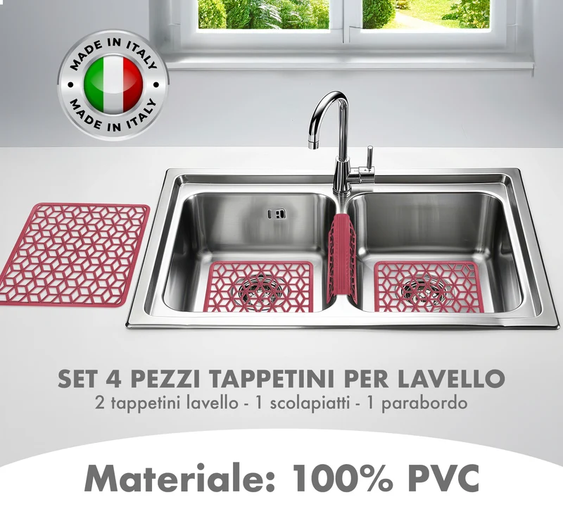 Set 4 Pezzi Tappetini Per Lavello Antigoccia Flessibile In Pvc Prodotto Italiano Il Gruppone