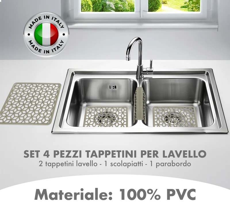 Set 4 Pezzi Tappetini Per Lavello Antigoccia Flessibile In Pvc Prodotto Italiano Il Gruppone