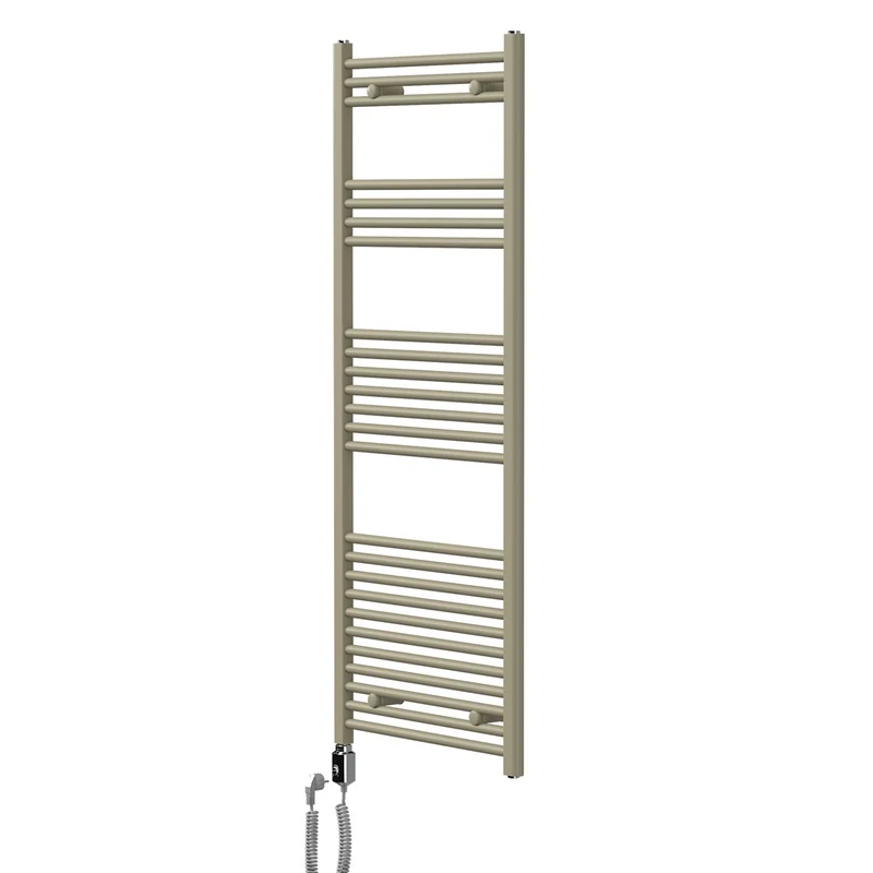LuxeBath | Handtuchheizkörper elektrisch 600W Sahara gerade mit Seitenanschluss 400x1500 mm Stahl Beige Badheizkörper Handtuchtrockner für Badezimmer