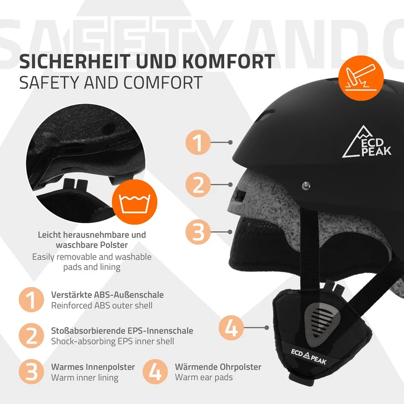 ECD Germany | Skihelm für Herren und Damen S, M, L Snowboardhelm mit Belüftungssystem & Skibrillenhalter, optimaler Schutz & Tragekomfort
