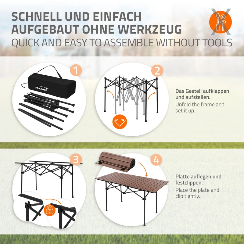 Camping Set 3-teilig mit Klapptisch Braun und 2 Campingstühlen Khaki HAUKI