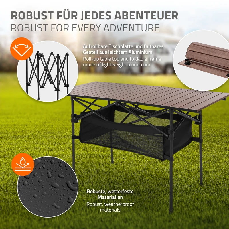 Camping Set 3-teilig mit Klapptisch Braun und 2 Campingstühlen Khaki HAUKI