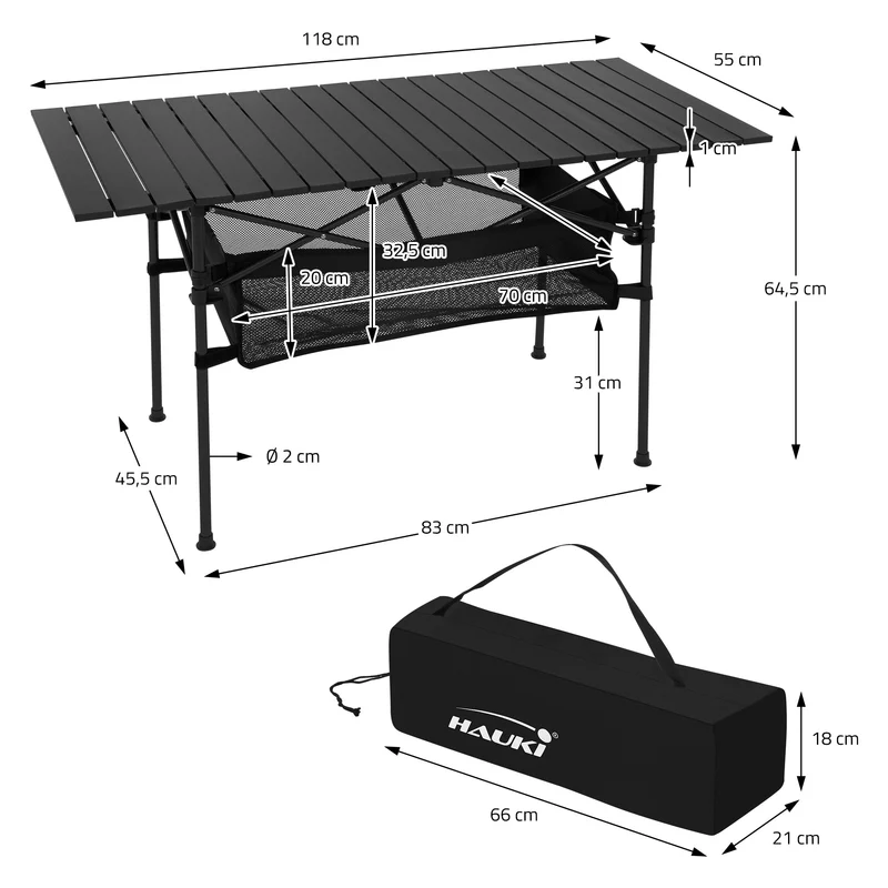 Camping Set 3-teilig mit Klapptisch Schwarz und 2 Campingstühlen Khaki HAUKI