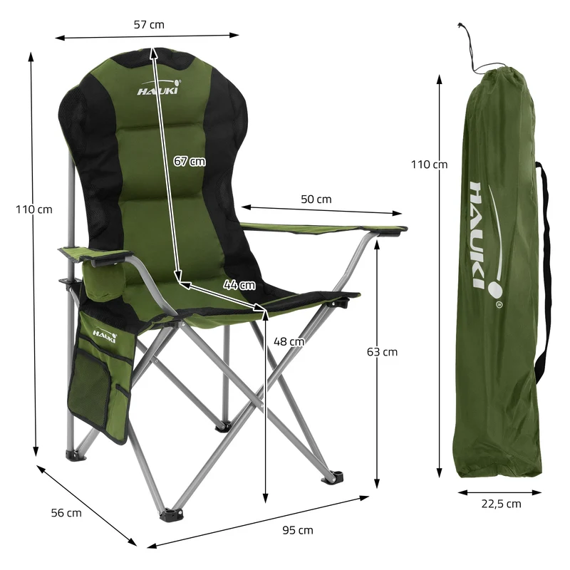 Camping Set 3-teilig mit Klapptisch Schwarz und 2 Campingstühlen Khaki HAUKI