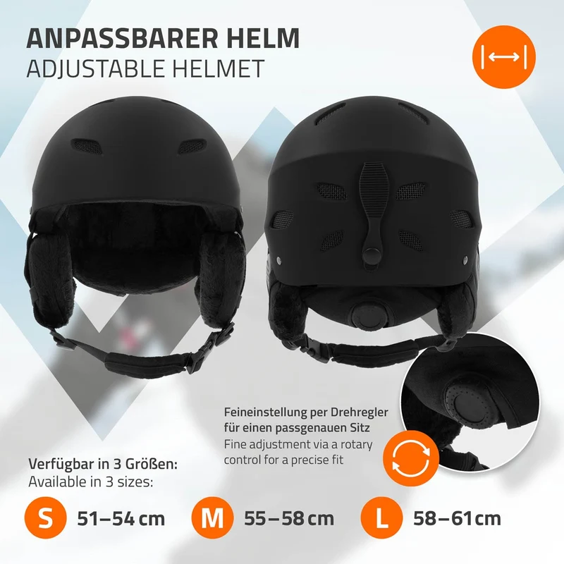 ECD Germany | Skihelm für Herren und Damen L (58-61 cm) Schwarz Snowboardhelm mit Belüftungssystem & Skibrillenhalter, optimaler Schutz & Tragekomfort
