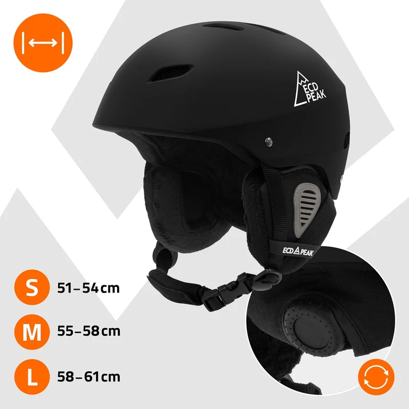 ECD Germany | Skihelm für Herren und Damen S (51-54 cm) Schwarz Snowboardhelm mit Belüftungssystem & Skibrillenhalter, optimaler Schutz & Tragekomfort