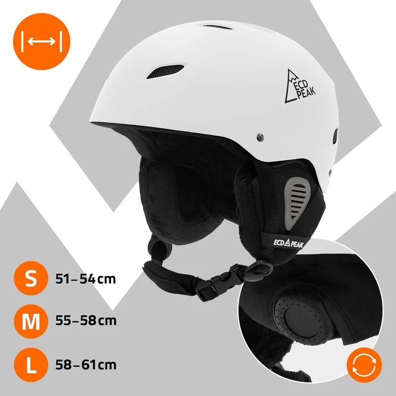 ECD Germany | Skihelm für Herren und Damen M (55-58 cm) Weiß Snowboardhelm mit Belüftungssystem & Skibrillenhalter, optimaler Schutz & Tragekomfort