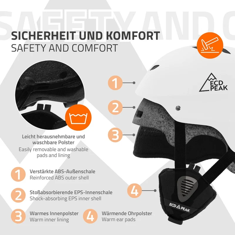 ECD Germany | Skihelm für Herren und Damen L (58-61 cm) Weiß Snowboardhelm mit Belüftungssystem & Skibrillenhalter, optimaler Schutz & Tragekomfort