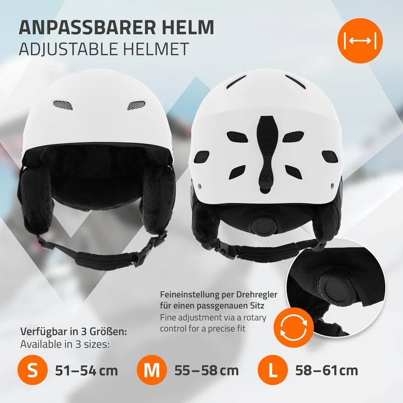 ECD Germany | Skihelm für Herren und Damen L (58-61 cm) Weiß Snowboardhelm mit Belüftungssystem & Skibrillenhalter, optimaler Schutz & Tragekomfort