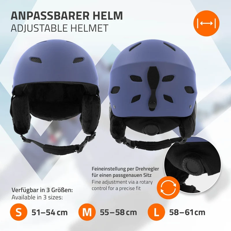 ECD Germany | Skihelm für Herren und Damen S (51-54 cm) Blau Snowboardhelm mit Belüftungssystem & Skibrillenhalter, optimaler Schutz & Tragekomfort