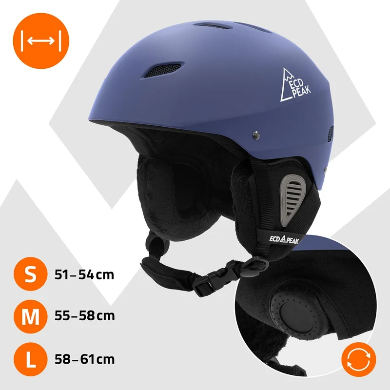 ECD Germany | Skihelm für Herren und Damen S (51-54 cm) Blau Snowboardhelm mit Belüftungssystem & Skibrillenhalter, optimaler Schutz & Tragekomfort