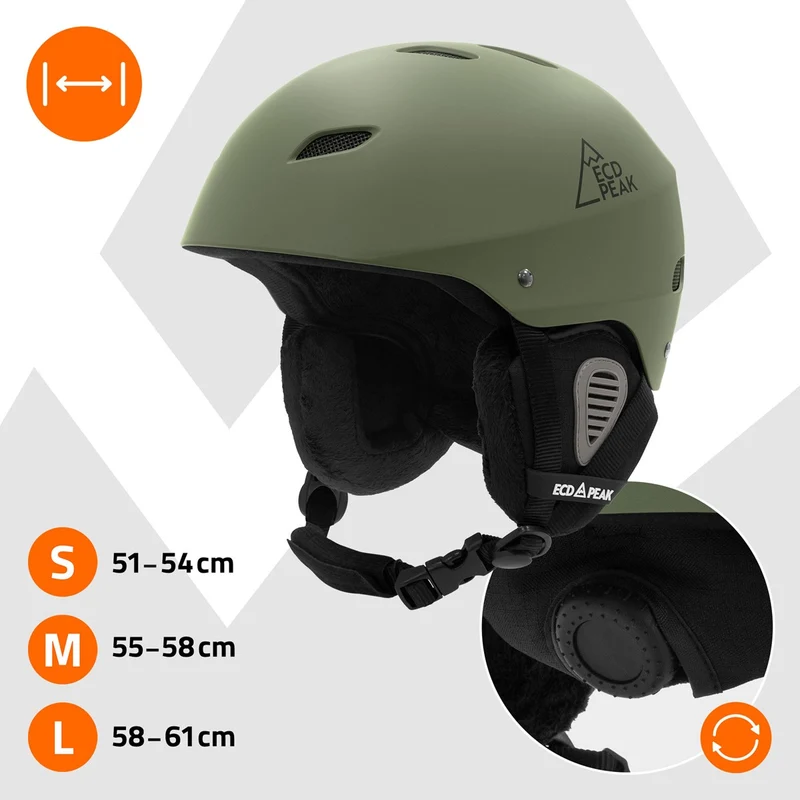 ECD Germany | Skihelm für Herren und Damen M (55-58 cm) Grün Snowboardhelm mit Belüftungssystem & Skibrillenhalter, optimaler Schutz & Tragekomfort