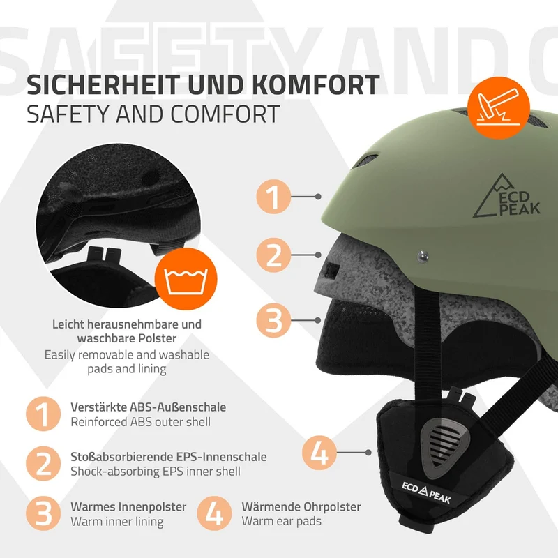 ECD Germany | Skihelm für Herren und Damen S (51-54 cm) Grün Snowboardhelm mit Belüftungssystem & Skibrillenhalter, optimaler Schutz & Tragekomfort