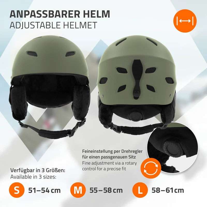 ECD Germany | Skihelm für Herren und Damen S (51-54 cm) Grün Snowboardhelm mit Belüftungssystem & Skibrillenhalter, optimaler Schutz & Tragekomfort