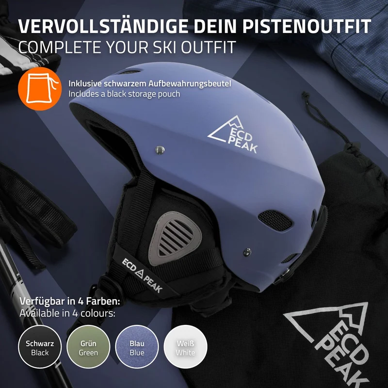 ECD Germany | Skihelm für Herren und Damen L (58-61 cm) Blau Snowboardhelm mit Belüftungssystem & Skibrillenhalter, optimaler Schutz & Tragekomfort