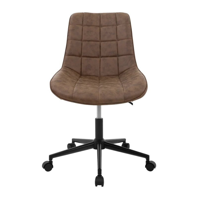 Bürostuhl auf Rollen Braun mit Kunstlederbezug und Metallgestell ML-Design