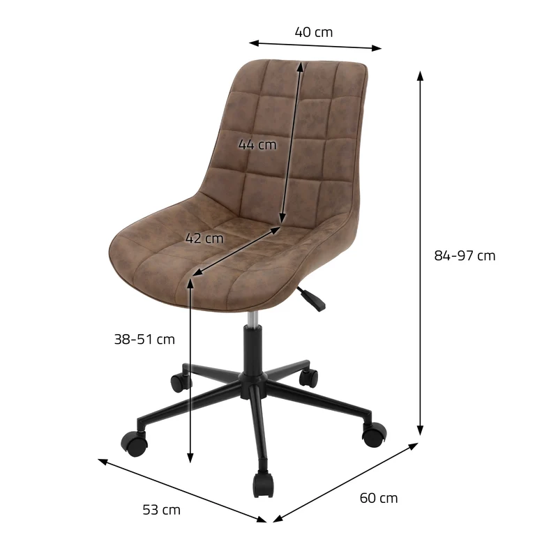 Bürostuhl auf Rollen Braun mit Kunstlederbezug und Metallgestell ML-Design