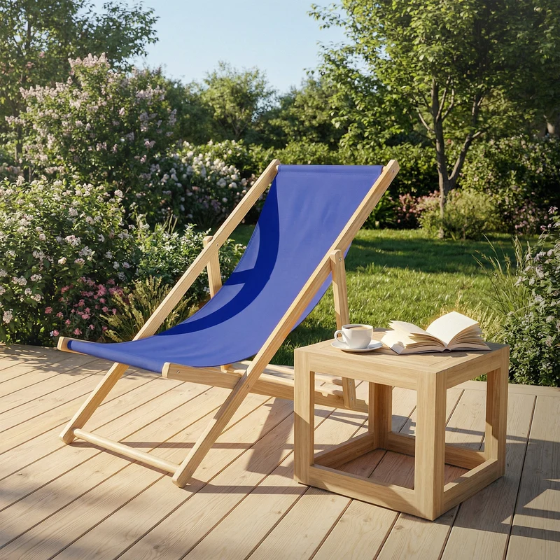3er Set Liegestuhl klappbar Dunkelblau Holz verstellbare Rückenlehne bis 120 kg Sonnenliege Gartenliege Strandliege